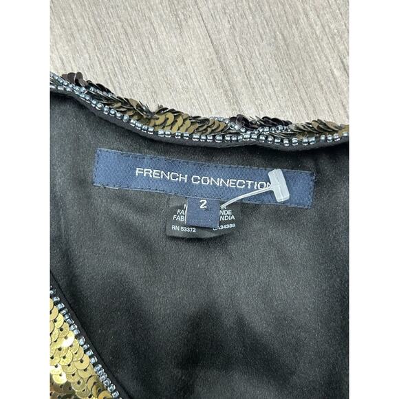 French Connection Women's Black Scoop Neck Beaded & Sequined Shift Dress Size 2 - Picture 11 of 15